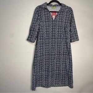 Katherine Way Navy & White Patterned Women's Dress. Made in USA. Sz M. NWT.